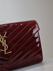 YSL Envelope Wallet Bag Red Wine Patent Gold 22.5x14x4cm - 3