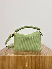 Loewe Puzzle Edge Small Calfskin Green Top Handle Bag 24x10.5x16.5cm - 3