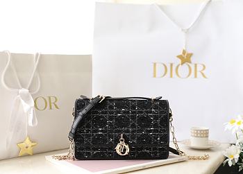 Dior My Dior Top Handle Bag Black Tweed 24x14x7.5cm