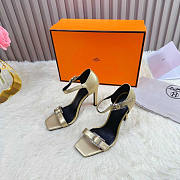 Hermes Judy Sandals Champagne Heel 10cm - 5