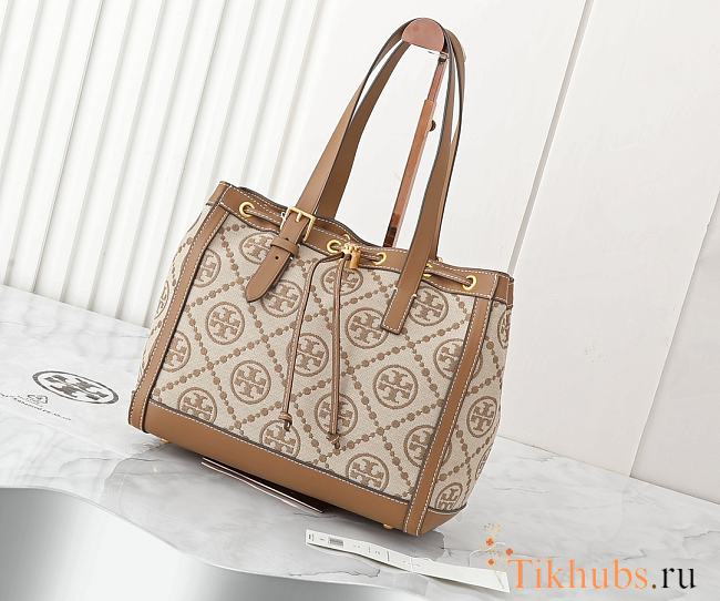 Tory Burch T Monogram Jacquard Small Tote Bag Hazel 29x23x14cm - 1