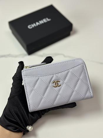 Chanel Card Holder Purple Caviar Gold 12x7.5x2.5cm
