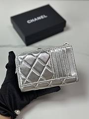 Chanel Card Holder Lambskin Silver 12x7.5x2.5cm - 4