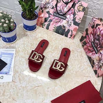 Dolce & Gabbana DG Red Patent Slides