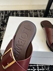Loewe Petal Belt Flat Sandal Red Wine Vegetable-tanned - 4