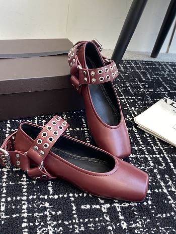 Alaia Red Wine Biker Flat Ballet Flats