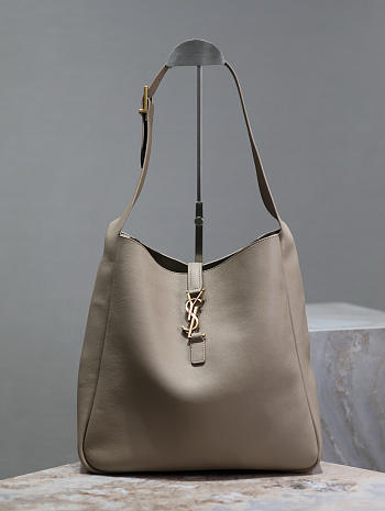 YSL Le 5 À 7 Large Grained Leather Dusty Grey 30x31x13cm