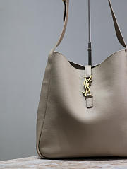 YSL Le 5 À 7 Large Grained Leather Dusty Grey 30x31x13cm - 3
