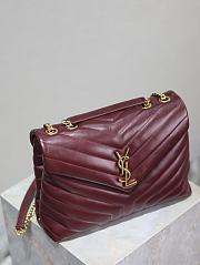 YSL Loulou Bag Red Wine Gold 31x23x10cm - 5