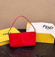 Fendi Baguette Bag Red Suede 27x15x6cm - 5