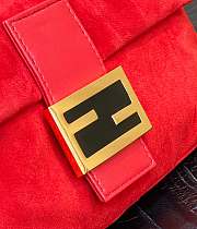 Fendi Baguette Bag Red Suede 27x15x6cm - 4