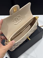 Chanel Mini Flap Bag Handle Lambskin Gold Beige 20x14x5.5cm - 6