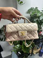 Chanel Mini Flap Bag Handle Lambskin Gold Beige 20x14x5.5cm - 5