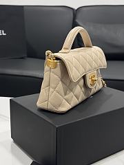 Chanel Mini Flap Bag Handle Lambskin Gold Beige 20x14x5.5cm - 4