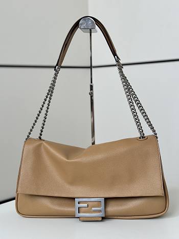 Fendi Baguette Chain Large Beige Leather Bag 38x21x7cm