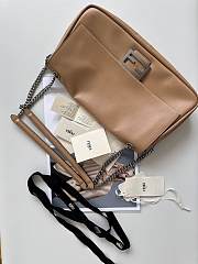Fendi Baguette Chain Large Beige Leather Bag 38x21x7cm - 3