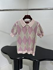 Gucci Viscose Lamé Wool Polo Top - 1