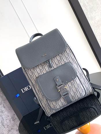 Dior Saddle Backpack With Flap Deep Gray 41x26.5x14.5cm