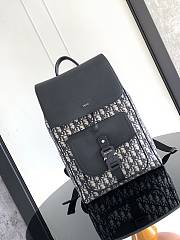 Dior Saddle Backpack With Flap Beige Black 41x26.5x14.5cm - 1