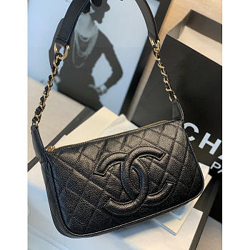Chanel Caviar Timeless CC Pochette Black 25x14x5cm