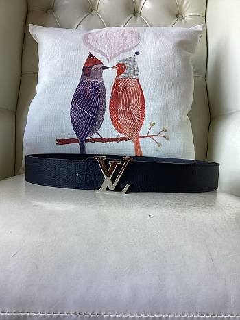 Louis Vuitton LV Black Belt Silver 4cm