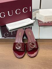 Gucci Red Patent Slides - 4