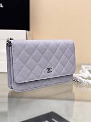 Chanel Wallet On Chain Woc Light Purple Caviar Silver 19cm - 2