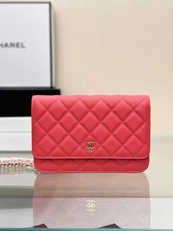 Chanel Wallet On Chain Woc Neon Pink Caviar Gold 19cm