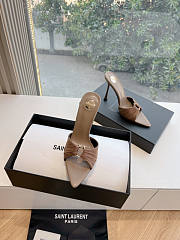 YSL Lola Ruched Nylon Ring Mule Sandals 10cm - 5