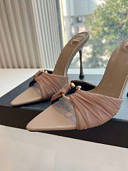 YSL Lola Ruched Nylon Ring Mule Sandals 10cm - 4