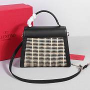 Valentino Vsling Raffia Leather Shoulder Bag Black 25x15x11cm - 6