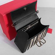 Valentino Vsling Raffia Leather Shoulder Bag Black 25x15x11cm - 2