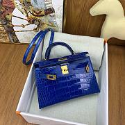 Hermes Kelly 19 Bag Blue Crocodile Gold 19cm - 6