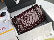 Chanel Flap Bag Red Wine Silver Patent 25cm - 6