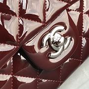 Chanel Flap Bag Red Wine Silver Patent 25cm - 4