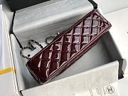 Chanel Flap Bag Red Wine Silver Patent 25cm - 3