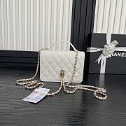Chanel Top Handle Flap Bag White Caviar Gold 18x14x3cm - 5