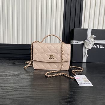 Chanel Top Handle Flap Bag Pink Caviar Gold 18x14x3cm