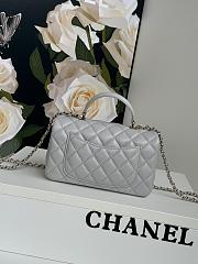 Chanel Top Handle Flap Bag Light Grey Lambskin Gold 20cm - 2