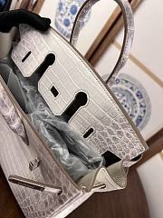 Hermes Birkin 25 Crocodile Himalayan Silver 25cm - 5