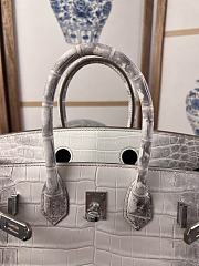 Hermes Birkin 25 Crocodile Himalayan Silver 25cm - 3