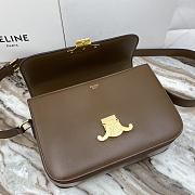 Celine Triomphe Bag In Shiny Calfskin Dark Brown 22x16.5x7cm - 3