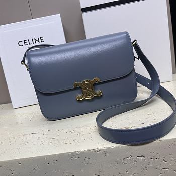 Celine Triomphe Bag In Shiny Calfskin Blue 22x16.5x7cm