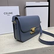 Celine Triomphe Bag In Shiny Calfskin Blue 22x16.5x7cm - 3
