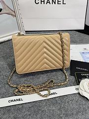 Chanel Wallet On Chain Flap Beige Lambskin 19cm - 5