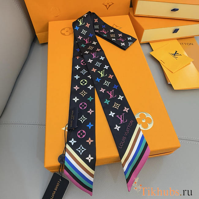 Louis Vuitton LV x TM Multicolor BB Black Long Scarf 120x5cm - 1