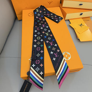 Louis Vuitton LV x TM Multicolor BB Black Long Scarf 120x5cm