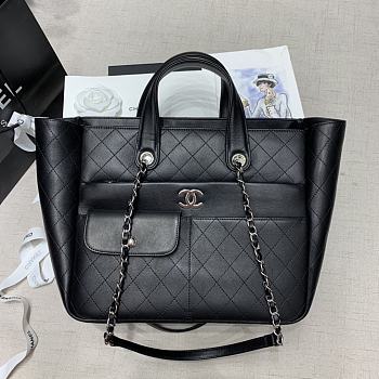 Chanel Shopping Tote Bag Black 37x26x14cm