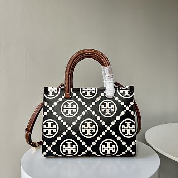 Tory Burch Tote Bag Black White 25x19x11.5cm