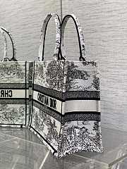 Dior Medium Book Tote White Black Toile de Jouy Scotland 36x18x28cm - 3